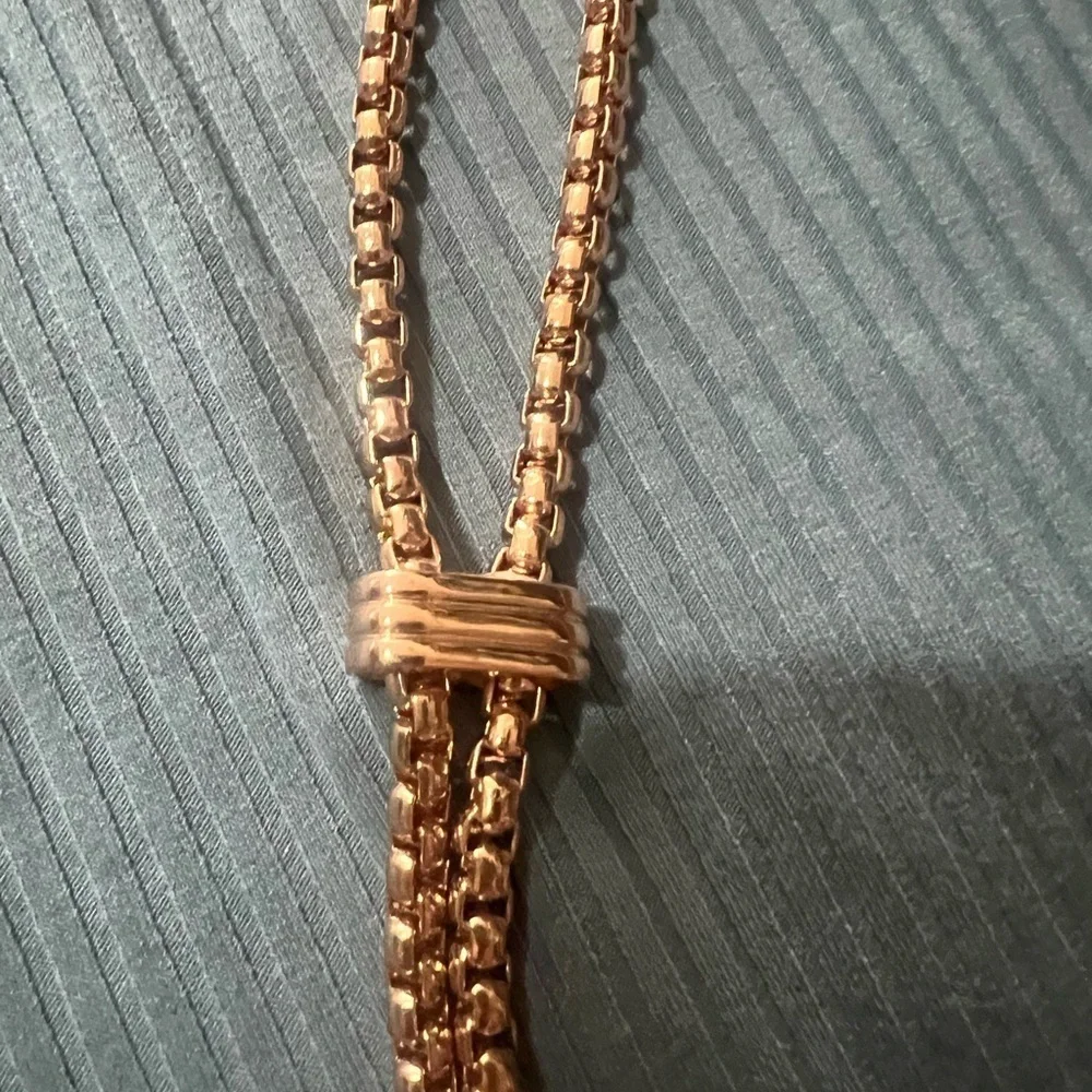 White House Black Market Rose Gold Lariat Necklace